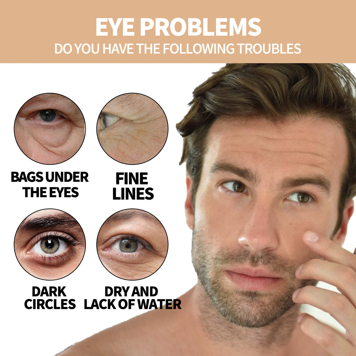 East Moon Men's Hydrating Eye Roller for Dark Circles