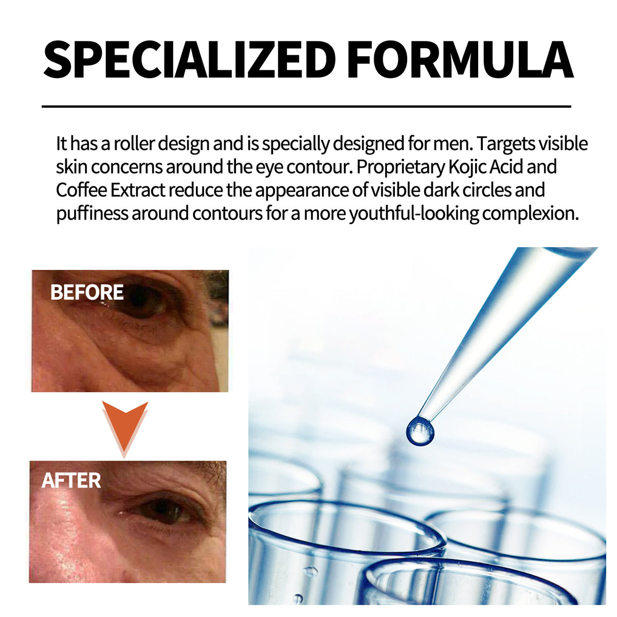 East Moon Men's Hydrating Eye Roller for Dark Circles